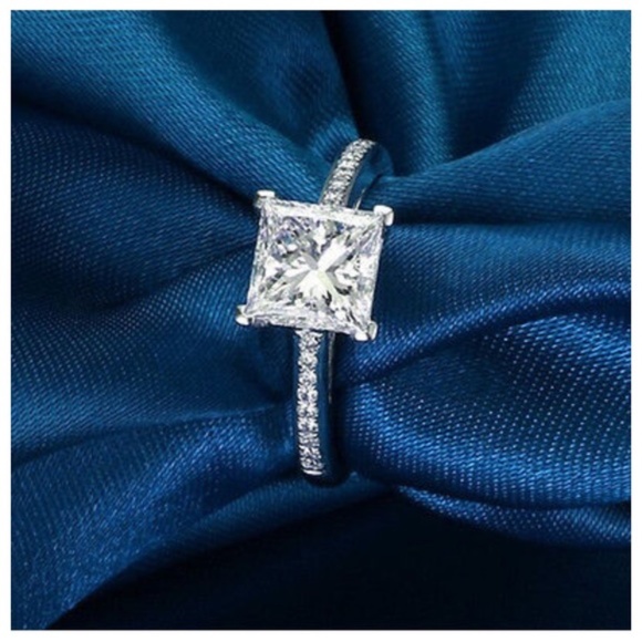 Princess Cut 925 Silver 0.76Ct Engagement CZ Ring - Picture 13 of 15
